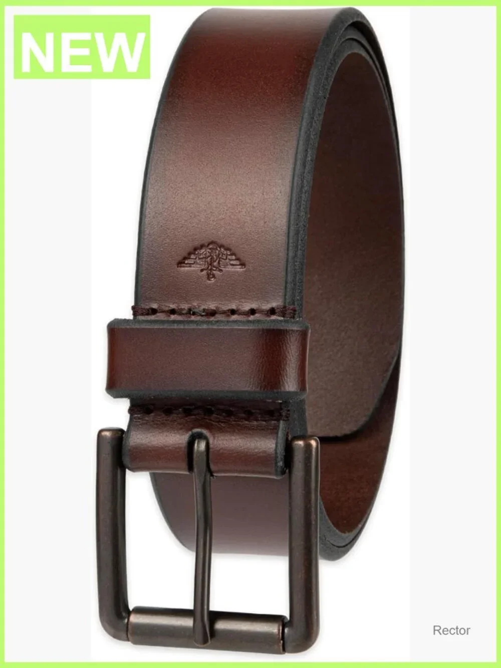 Men's Leather Casual Belt with Roller Buckle, 1.5